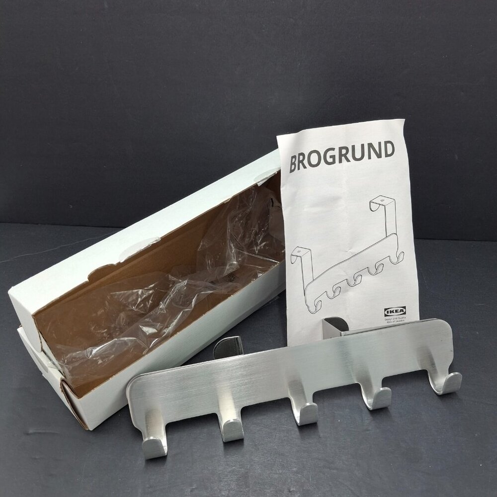 Ikea BROGRUND 203.285.44 Stainless Steel Door Hanger Floating Coat Towel 5 Hooks